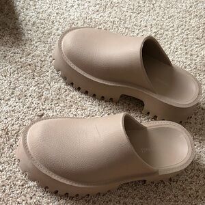 Jeffrey Campbell Taupe Slip-On Platform Clog Mules